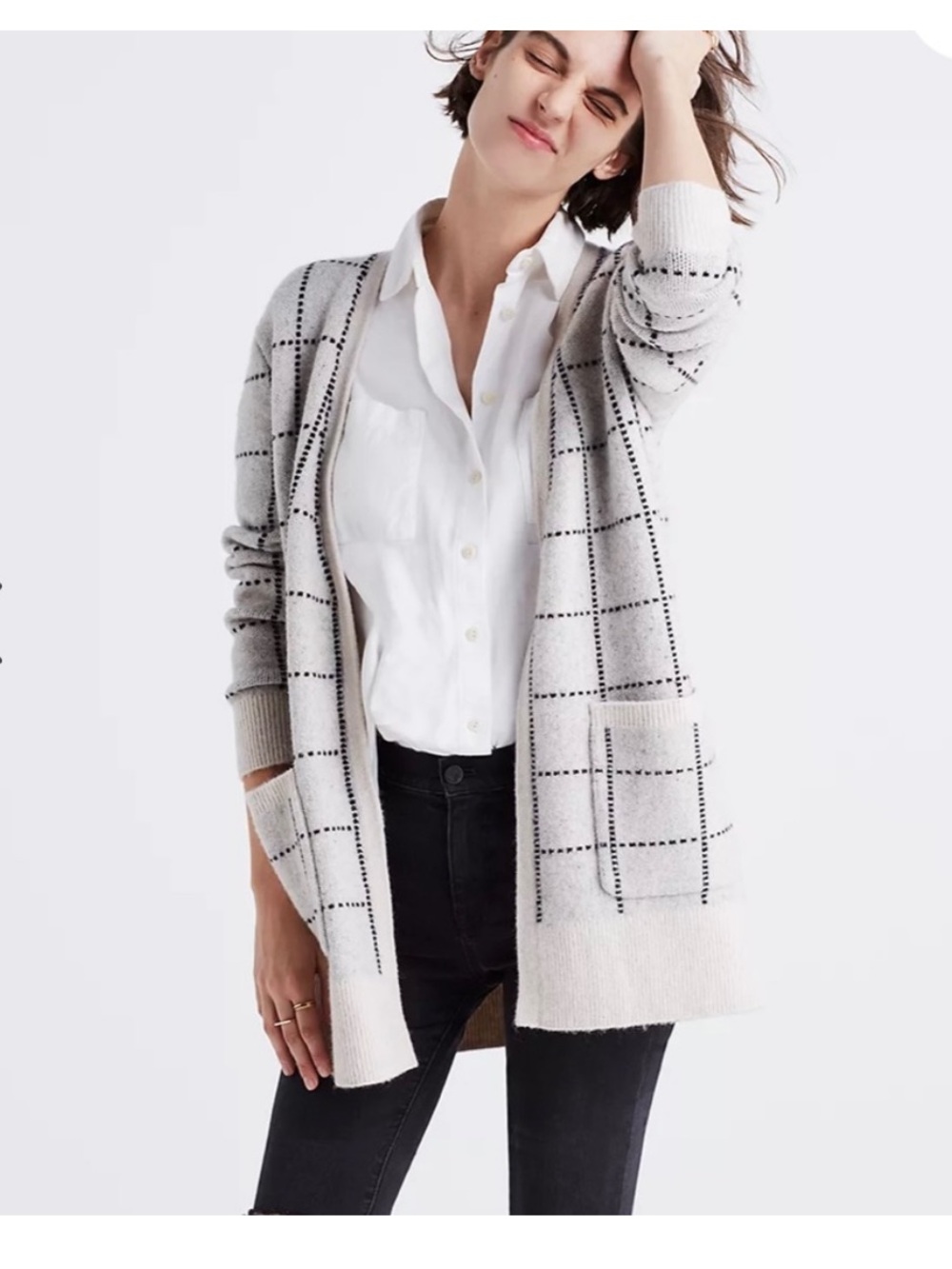 Madewell Ryder Cardigan Sweater in Windowpane Small